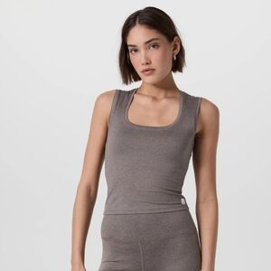 Vuori Halo Essential Scoop Neck Tank Top in Brown